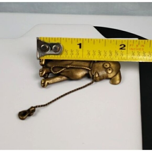 Vintage 1986 JJ Jonette Gold Tone Dog With Leash Brooch - Picture 12 of 13